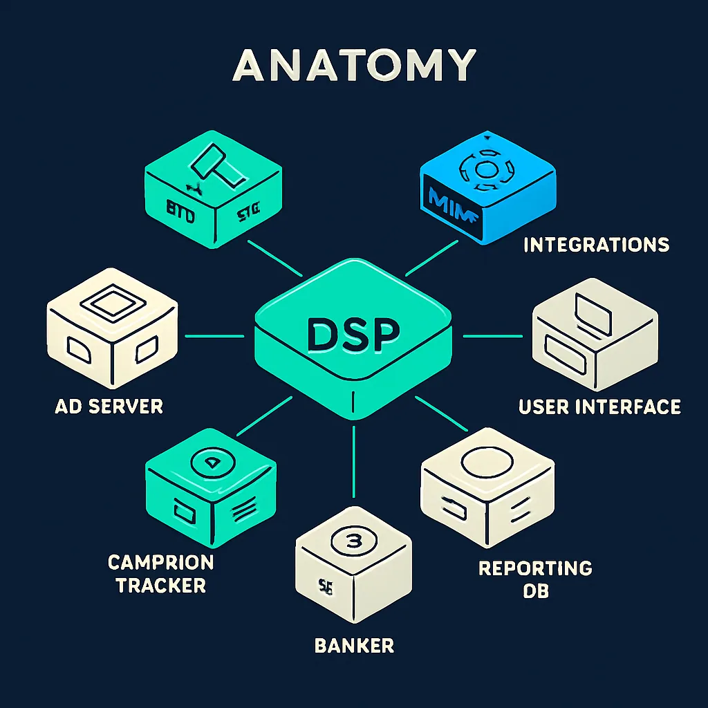 An image showing the anatomy of a demand-side platform (DSP)