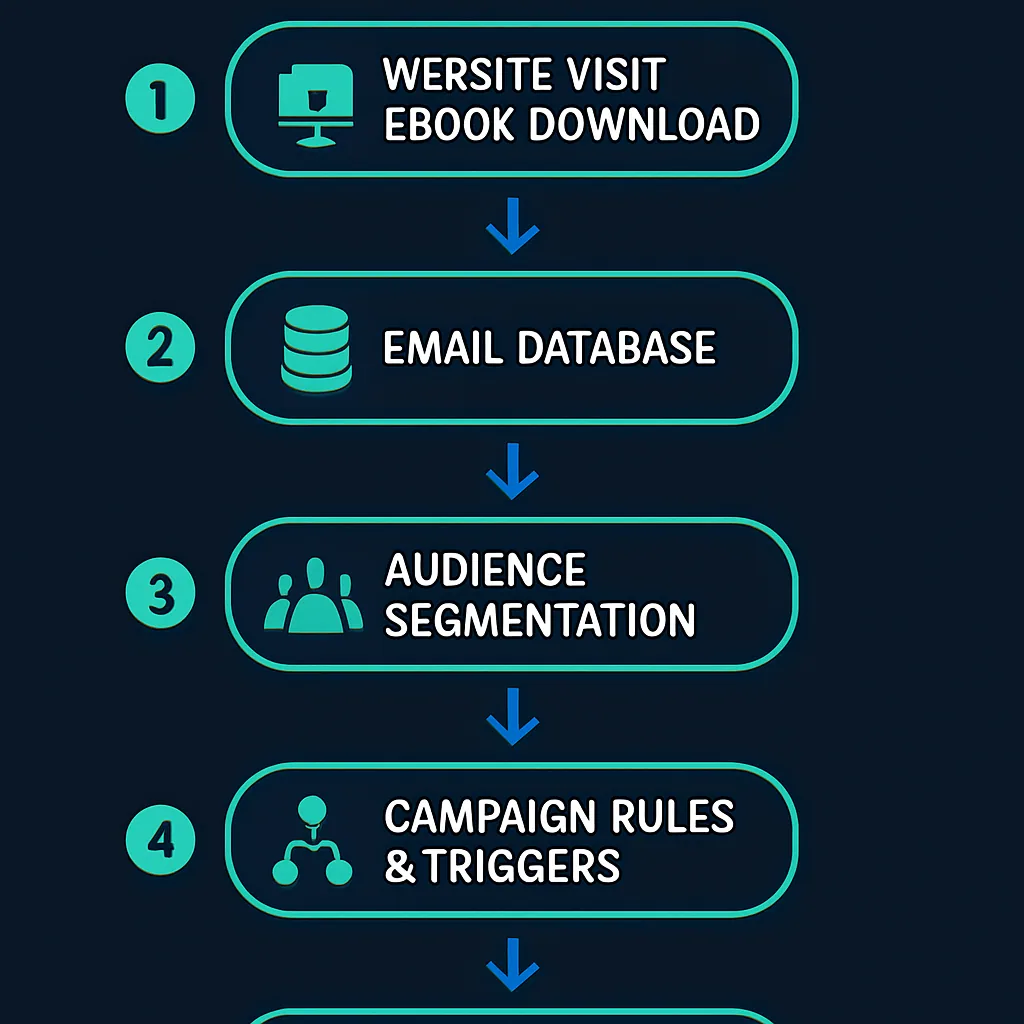 Diagram showing the basic email automation flow
