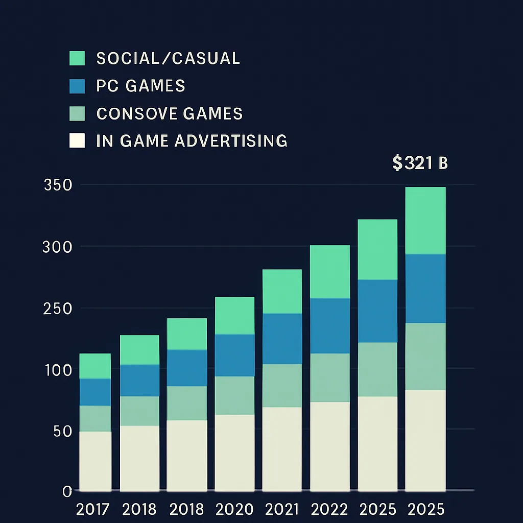 Total global video game revenue by segment