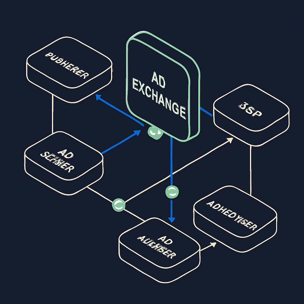 A diagram illustrating how real-time bidding works