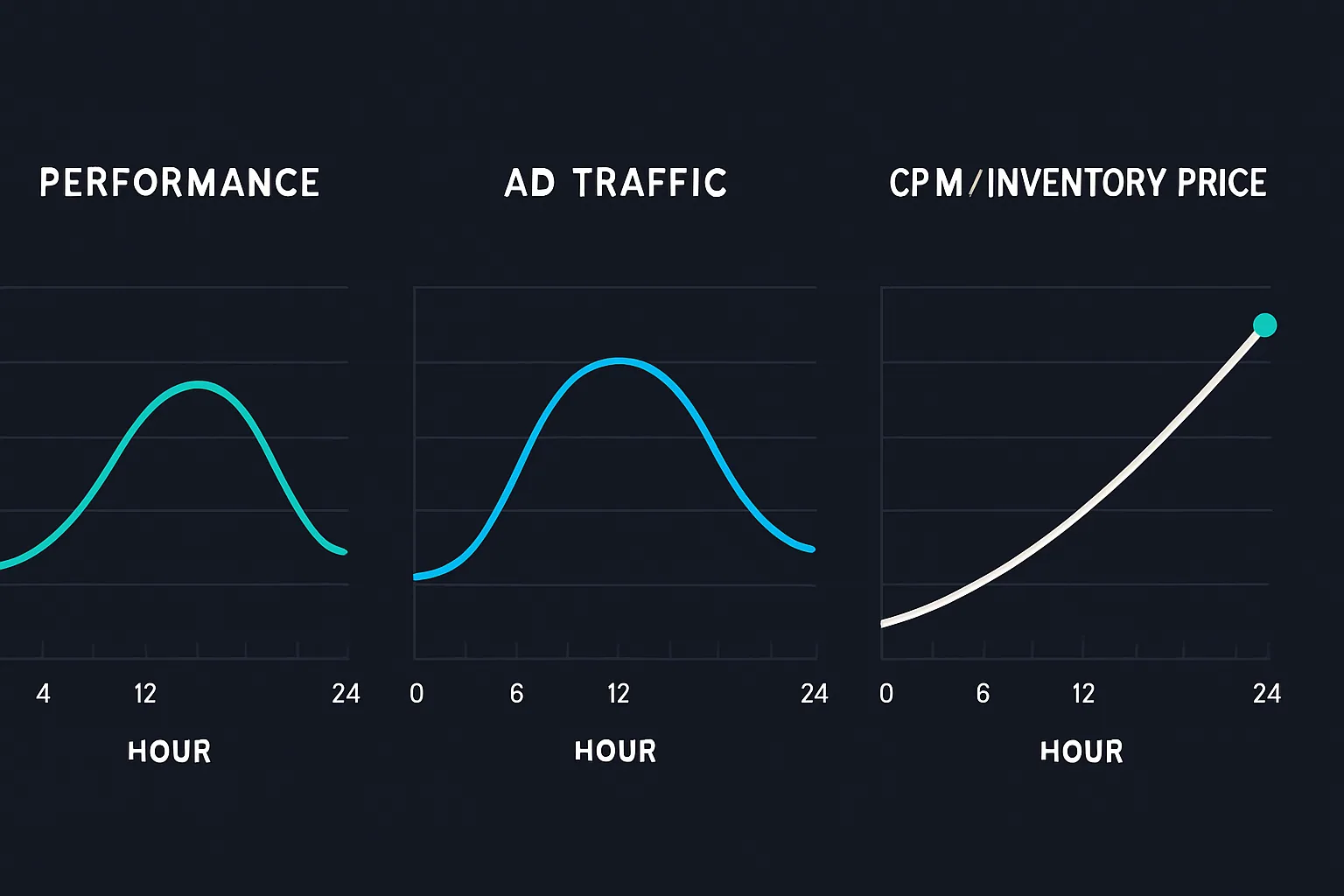 Example of performance, traffic fluctuation and price of inventory and audience budget control