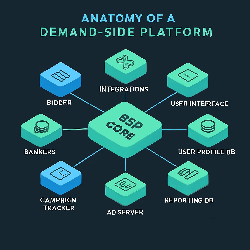 An image showing the anatomy of a demand-side platform (DSP)